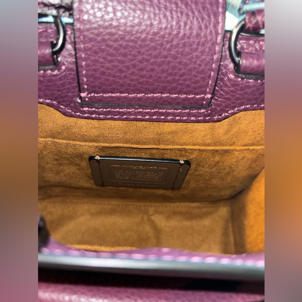 Coach Mini Pepper Crossbody in Black Antique Nickel/Boysenberry, NWT - Picture 8 of 12